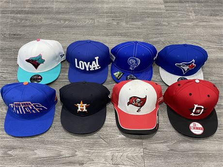 LOT OF 8 MISC. SPORTS HATS