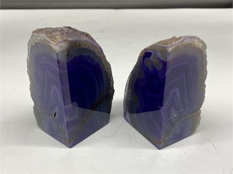 2 AGATE BOOK ENDS (5” tall)
