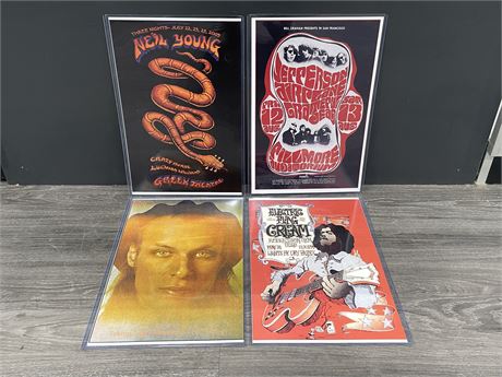 LOT OF 4 ROCK POSTERS - 17”x11”