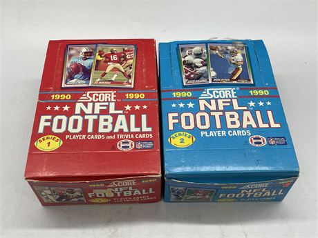 SCORE 1990 NFL FOOTBALL SERIES 1 & 2 WAX PACK BOXES - 72 SEALED PACKS TOTAL