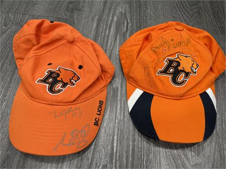 2 SIGNED BC LIONS HATS
