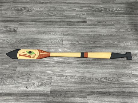 INDIGENOUS HAND CARVED / PAINTED “EAGLE” PADDLE BY LAURENCE ANDREW - 56” LONG
