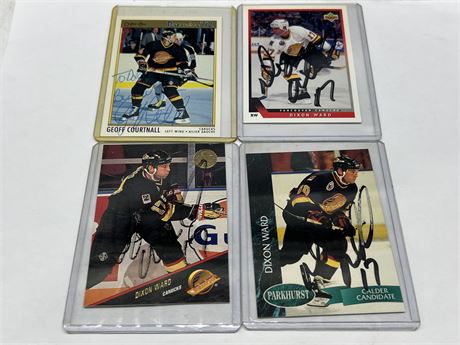 4 SIGNED NHL CANUCK CARDS