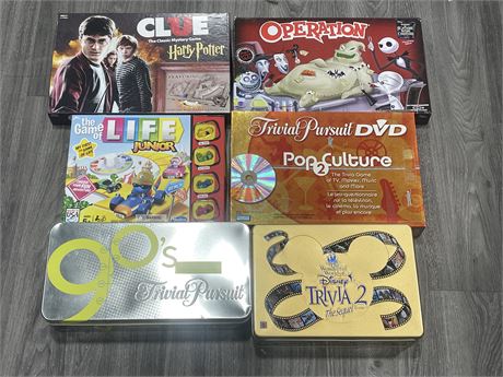 6 ASSORTED BOARD GAMES