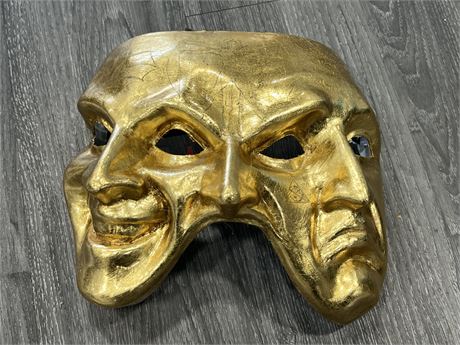 VENETIAN MELODRAMA MASK - HAND CRAFTED IN ITALY - 9” LONG, 10” WIDE