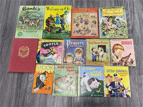 13 VINTAGE CHILDRENS BOOKS INCLUDING LITTLE GOLDEN BOOKS