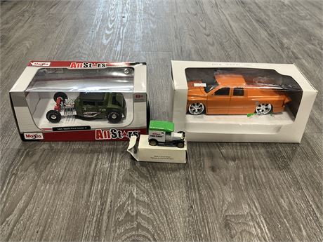 DIECAST CARS 03’ DODGE, 29 FORD MODEL A, CORN FLAKES TRUCK