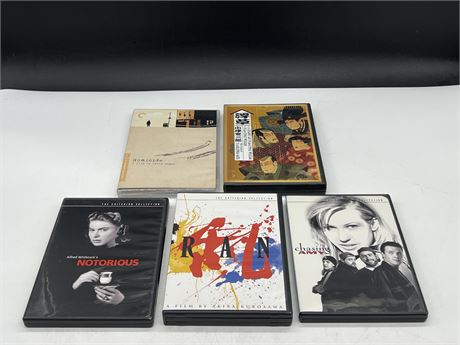5 CRITERION COLLECTION DVDS - ALL LIKE NEW CONDITION