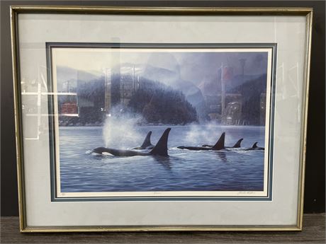 MARLA WILSON NUMBERED & SIGNED PRINT ‘ORCAS’ W/COA (32”X25”)