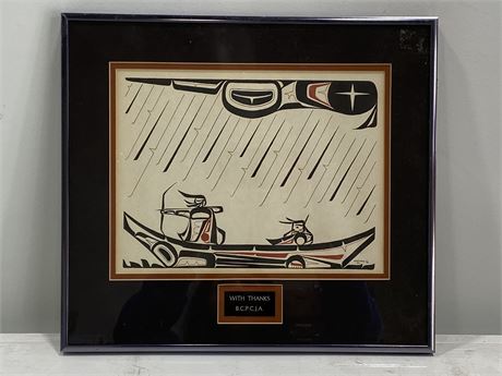 INDIGENOUS FRAMED ART - SIGNED “WEHAAS-RV” (14.5”X13.5”)