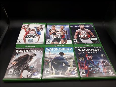 COLLECTION OF UFC & WATCH DOG GAMES - VERY GOOD CONDITION - XBOX