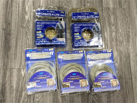 (NEW) LED ROPE LIGHTS - 3 CLEAR, 2 BLUE