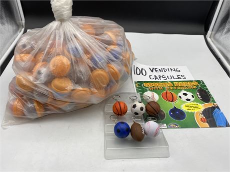 100 SPORT BALLS KEYCHAINS ($2 vending capsules)