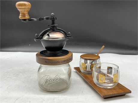 MCM CONDIMENT SET AND COFFEE GRINDER