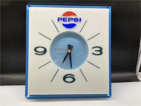 VINTAGE LIGHTUP PEPSI CLOCK (15”x16”)