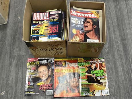 2 BOXES OF MISC. MAGAZINES + BOOKS