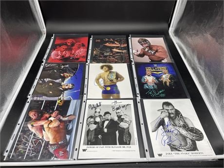 9 SIGNED WRESTLING POSTERS -  (9”x11”)