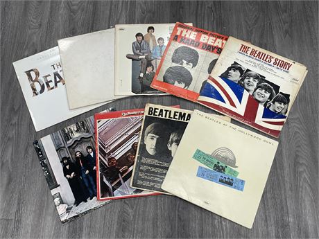 9 BEATLES RECORDS - CONDITION VARIES (Most are scratched or light scratching)