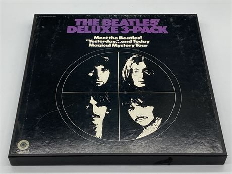 VERY RARE THE BEATLES’ DELUXE 3-PACK 8-TRACK BOX SET