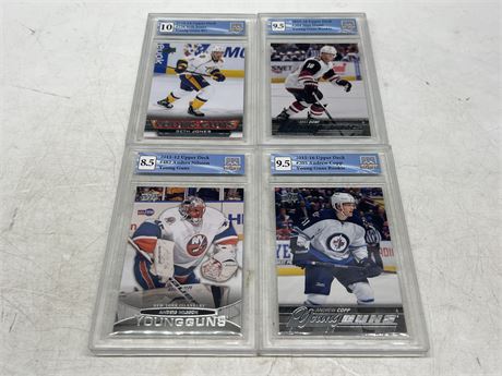4 GCG GRADED YOUNG GUNS CARDS