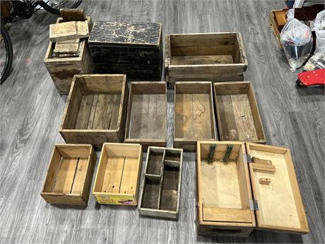 LOT OF VINTAGE WOOD CRATES