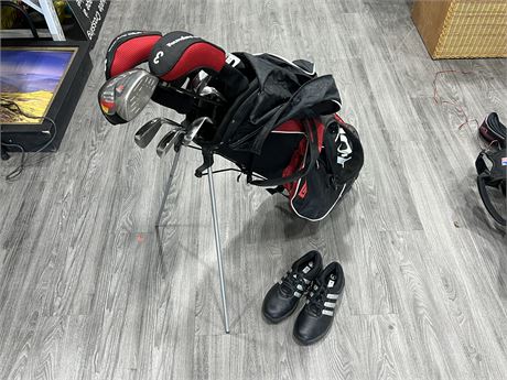 FOUNDERS CLUB RIGHT HANDED GOLF SET (11 clubs) WITH BAG & SHOES