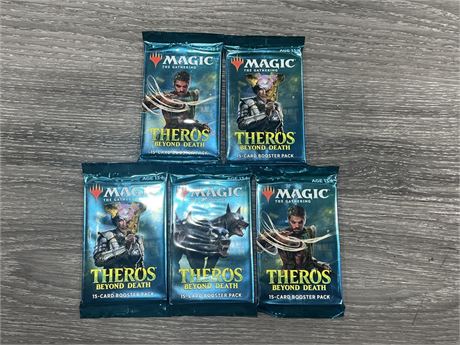 5 MAGIC THE GATHERING 15 CARD BOOSTER PACKS - THEROS BEYOND DEATH