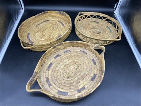 3 WOOVEN BASKETS