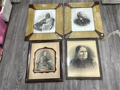 4 ANTIQUE FRAMED PHOTOS (Largest are 22”x26”)