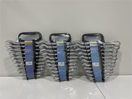 (3) NEW 11 PIECE COMBINATION WRENCH SETS
