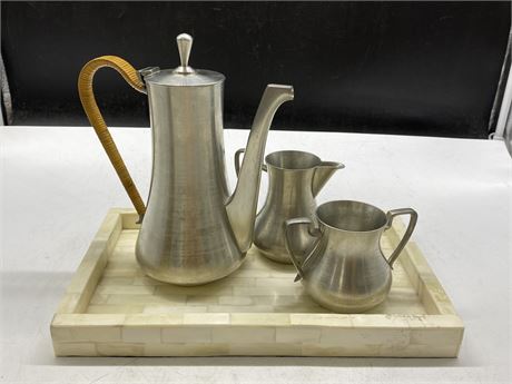 MCM SELANGOR PEWTER COFFEE SET W/TRAY (TRAY IS 13” WIDE)