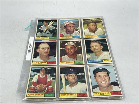 1961 TOPPS BASEBALL CARDS IN SHEETS