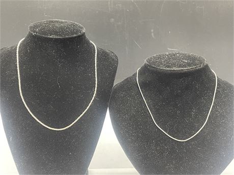 2 STERLING SILVER NECKLACES / CHAINS (17”)