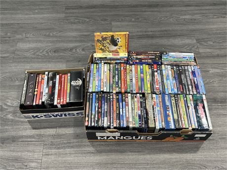 2 BOXES OF DVDS - SOME SEALED