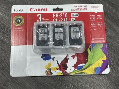 NEW CANON PACK OF 3 INK CARTRIDGES