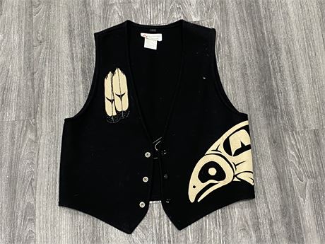 INDIGENOUS HAND MADE VEST BY STOLO FIRST NATIONS - SIZE M