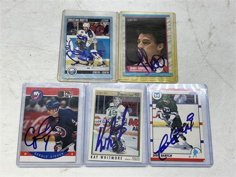 5 SIGNED NHL CARDS