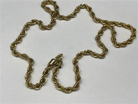 HEAVY GOLD PLATED TWISTED ROPE CHAIN 30” LONG