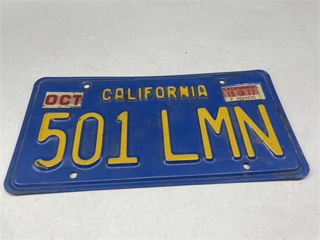1970’S CALIFORNIA LICENCE PLATE 12”x6”