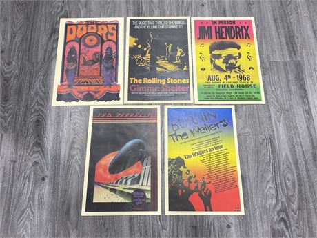 5 ROCK POSTERS (12”x18”)