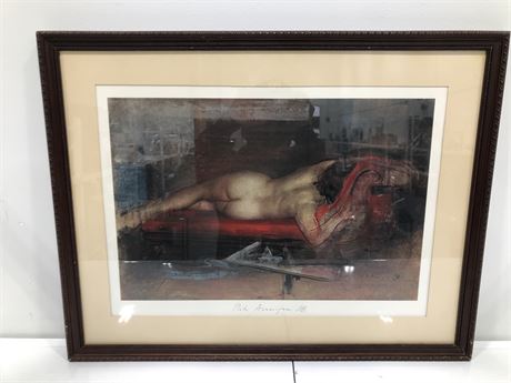SIGNED PRINT OF RECLINING NUDE (27”x21”)
