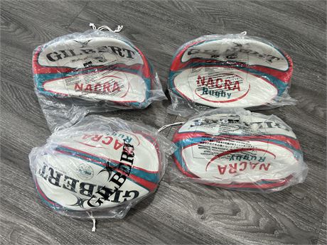 4 NEW RUGBY BALLS