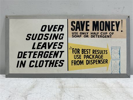 VINTAGE 1950’S LAUNDRY SIGN - 2 FT X 1 FT