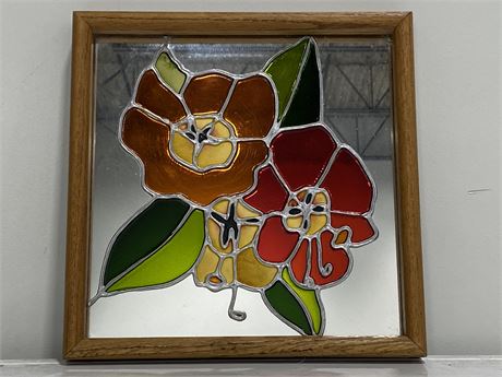 FRAMED STAINED GLASS MIRROR (13”X13”)