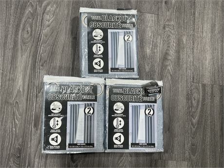 3 PACKS OF TOTAL BLACKOUT CURTAINS