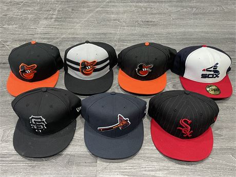 LOT OF 7 MLB HATS
