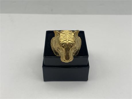 GOLDEN TIGER HEAD RING - (PLATED)