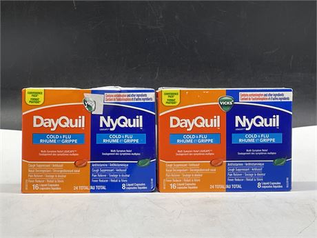 2 NEW VICKS DAYQUIL + NYQUIL COLD & FLU - EXP 05/2026
