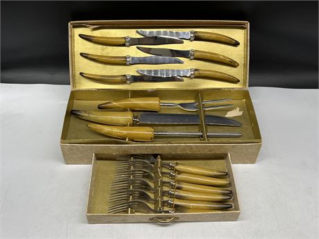 15PC VINTAGE SHEFFIELD STAINLESS CARVING / CUTLERY SET