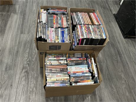 3 BOXES FULL OF DVDS